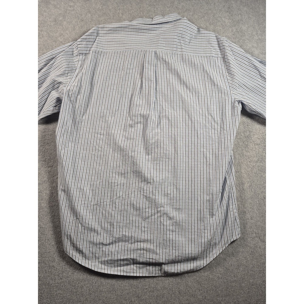 Peter Millar Seaside Collection Large Blue Gray Stripe 100% Cotton Button Down - Picture 7 of 7